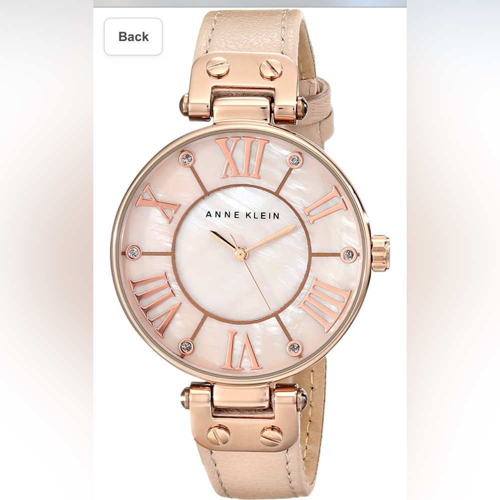 Anne Klein Women's Rose Gold-Tone Watch with Leather Band